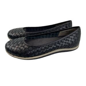 David Tate Womens Size 8M Dazzle Woven Ballet Flat Black Nappa Leather‎ Shoes